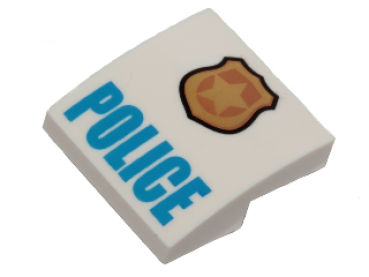 LEGO Schrägstein gebogen 2 x 2 x 2/3 mit„POLICE“