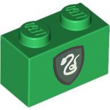 LEGO Stein 1x2 grün Harry Potter Shild (3004)