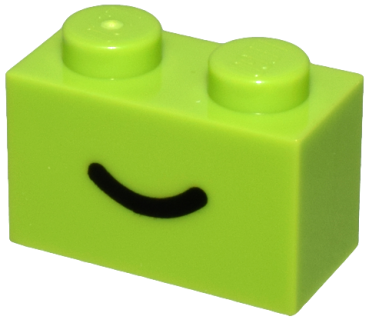 LEGO Brick 1x2 lime printed with Smile (3004pb302)