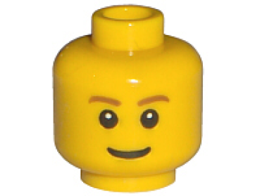 LEGO Minifig Kopf Braune Augenbrauen, dünnes Grinsen (0121) S07