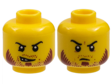 LEGO Minifig Kopf zweiseitig Bartstubble Dunkelrotgelb (2939) S9