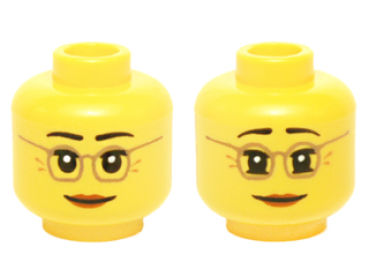 LEGO Minifig Kopf doppelseitig weiblich mit Brille S07