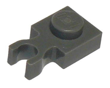 LEGO Platte mit Vertikal-clip 1x1 dunkelgrau (4085)  O09