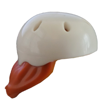LEGO Minifig sport helm weiß mit haaren dunkel-orange  T07