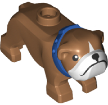 LEGO Minifig Hund Bulldogge Nougat blaues Halsband (65388)