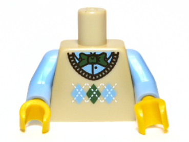 LEGO Minifig Torso beige Pullover Weste Computerprogrammierer (1859) Q10
