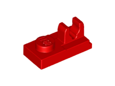 LEGO Platte 1x2 mit U-Clip oben rot (92280) O07