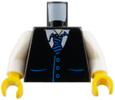 LEGO Minifig Torso schwarz weste mit blauen Taschen und Knöpfen (921) P11