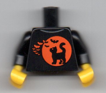 LEGO Minifig Torso schwarz/orange mit Katze (678) P08