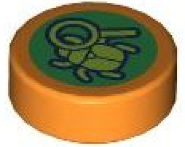 LEGO Fliese 1x1rund bedruckt Grüner Käfer