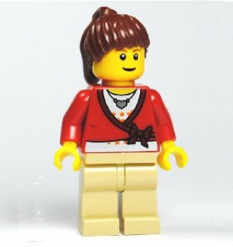 LEGO City Minifigur weiblich rot/beige (cty179)