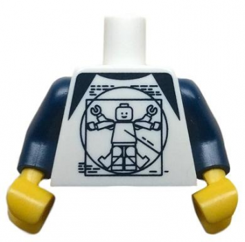 LEGO Torso "Vitruv"  "Leonardo" weiss/dunkelblau (3794)