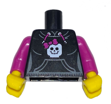 LEGO Minifig Torso schwarz magenta "Schädel" (3529) Q10
