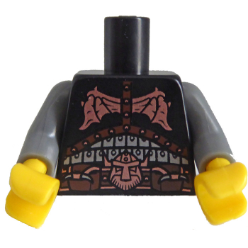 LEGO Minifig Torso schwarz, Rüstung mit Kupfer Drachenflügel (1450) Q06