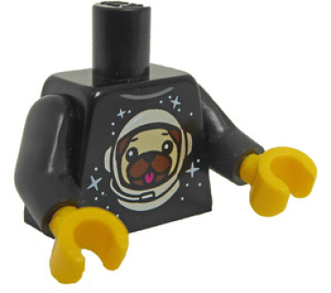 LEGO Minifig Torso schwarz mit Hund und Weltraumhelm (343) P05
