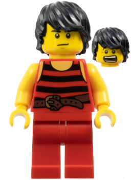 LEGO Minifigur Pirat rot-schwarz gestreift (168a) X14