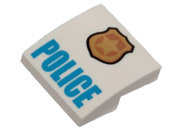 LEGO Schrägstein gebogen 2 x 2 x 2/3 mit„POLICE“
