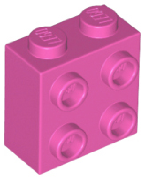LEGO Stein 1x2x2 mit 4 seitl. Noppen dunkel-pink (22885) BM