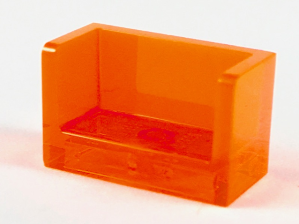 LEGO Fliese Paneele abgerundet 1x2x1 mit zwei Seiten trans neon orange (23969)