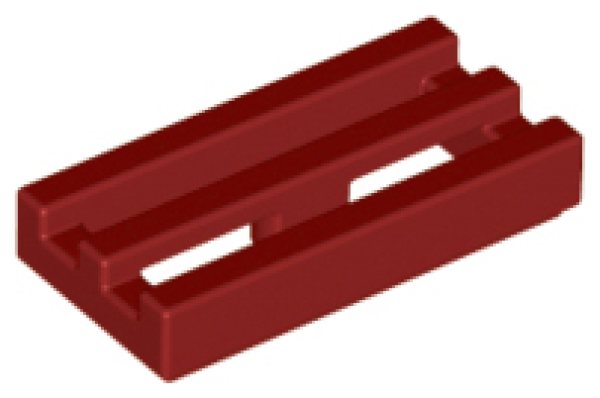 LEGO Fliese Grill 1x2 dunkel-rot (2412) E1