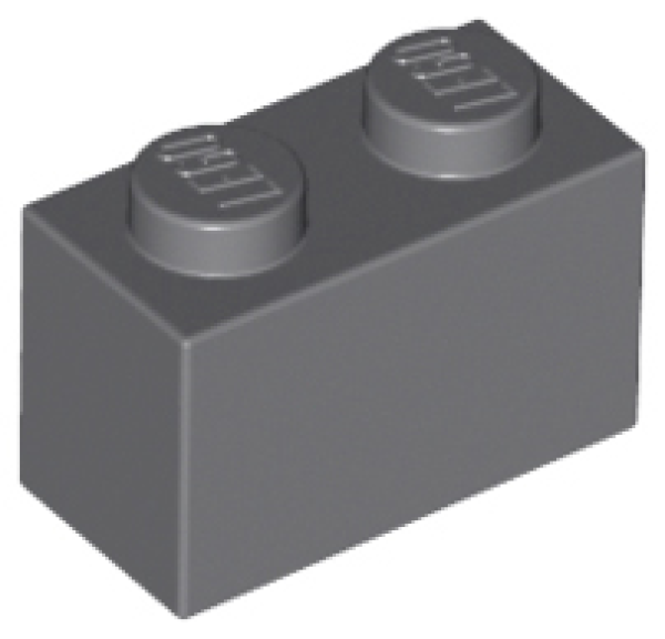 LEGO Stein 1x2 dunkelgrau (3004)