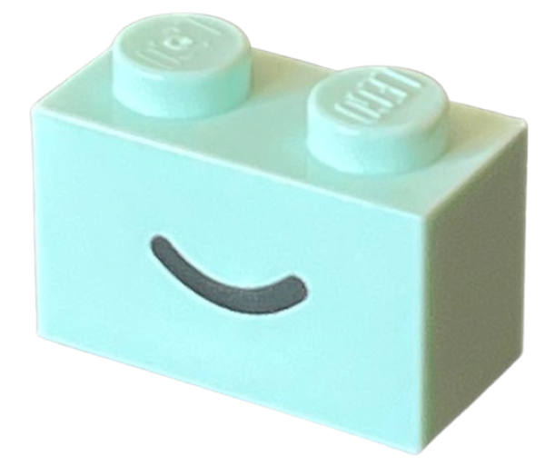 LEGO Brick 1x2 aqua printed with Smile (3004pb302)