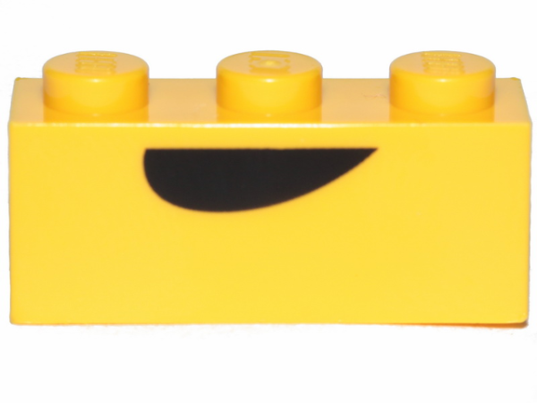 LEGO Stein 1x3 gelb bedruckt mit Bananen-Mund (3622-1)