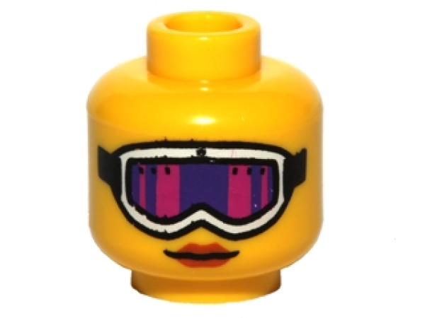 LEGO Minifig Kopf weiblich mit weißer Skibrille S07