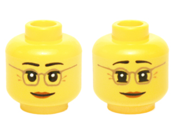 LEGO Minifig Kopf doppelseitig weiblich mit Brille S07