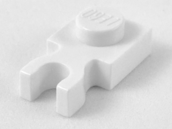 LEGO Platte mit Vertikal-clip 1x1 weiss (4085) O08