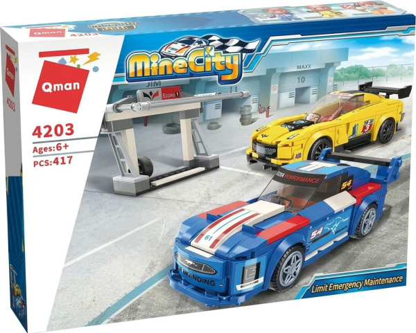 QMAN Set "Mine City" 2 Rennwagen 4203