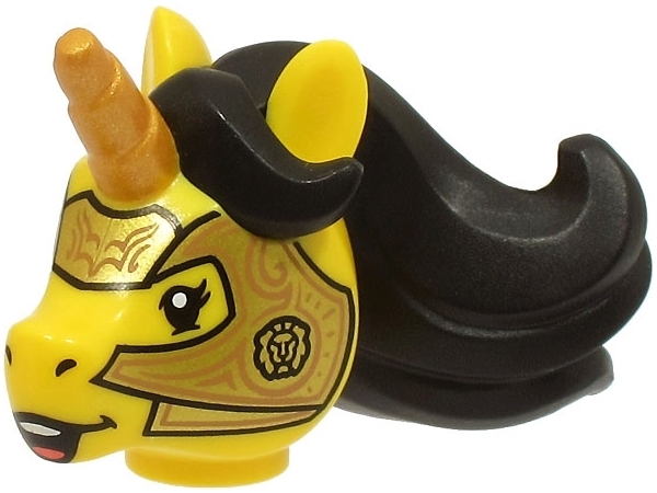LEGO Minifig Kopf Einhorn schwarz/gold (70751) S09
