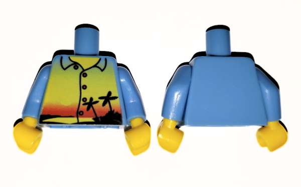 LEGO Minifig Torso blau mit sonnenuntergang und palmen (1523) Q07