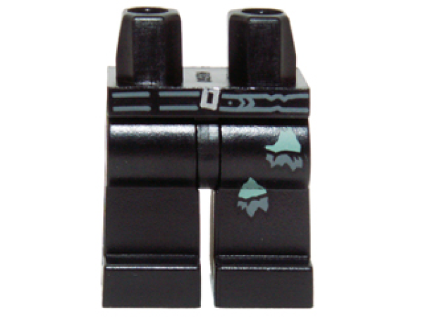 LEGO Legs black with belt and Torn Sections S15