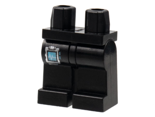 LEGO Legs black with blue/silver device S16