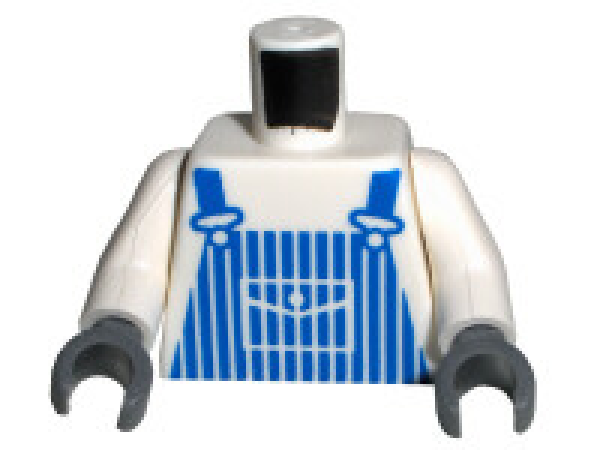 LEGO Minifig Torso white with blue overall (1591) Q07