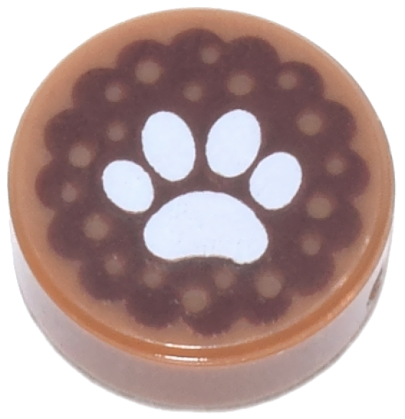 LEGO Fliese 1x1 rund (98138) Hundekuchen mit pfote
