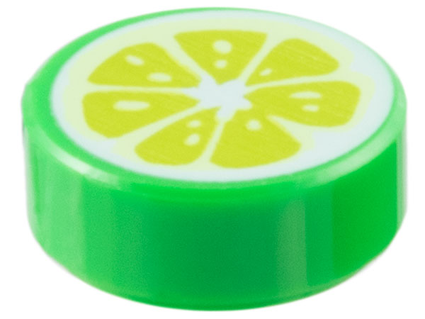 LEGO Fliese 1x1rund bedruckt Limettenscheibe