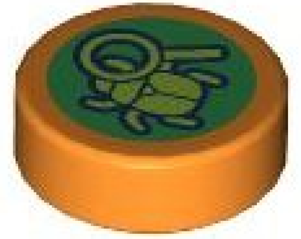 LEGO Fliese 1x1rund bedruckt Grüner Käfer