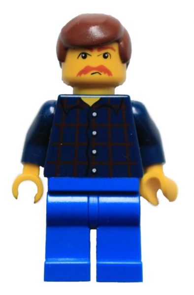 LEGO Minifigure moustache plaid dark blue (033a) U14