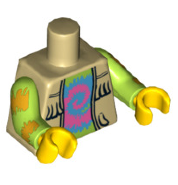LEGO Minifig Torso "Hippie" beige / lime (654) P08