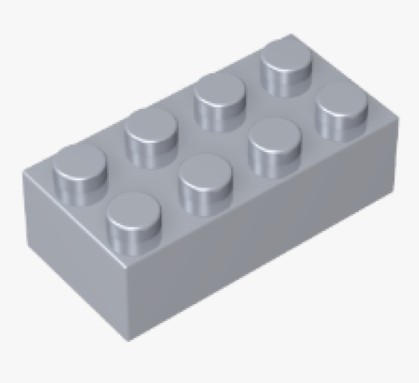 GoBricks Baustein 2x4 mattes silber (GB3001412)